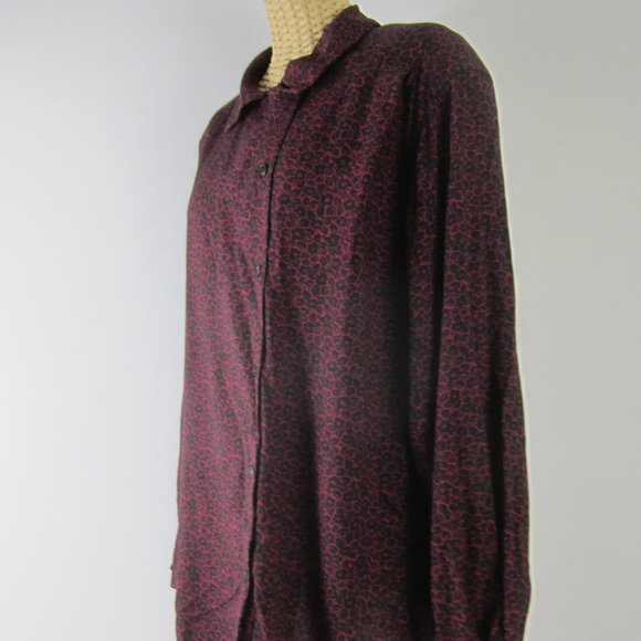 New Vtg Rena Rowan for Savile 20W Maroon Red Black Asymmetric LS Blouse NWT $72 - Picture 6 of 10